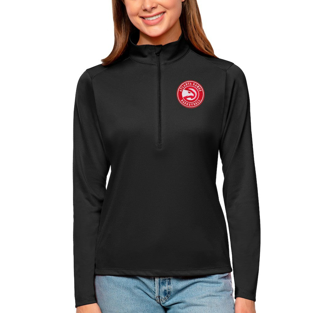 Atlanta Hawks Antigua Women's Tribute Half-Zip Top Black - NBA