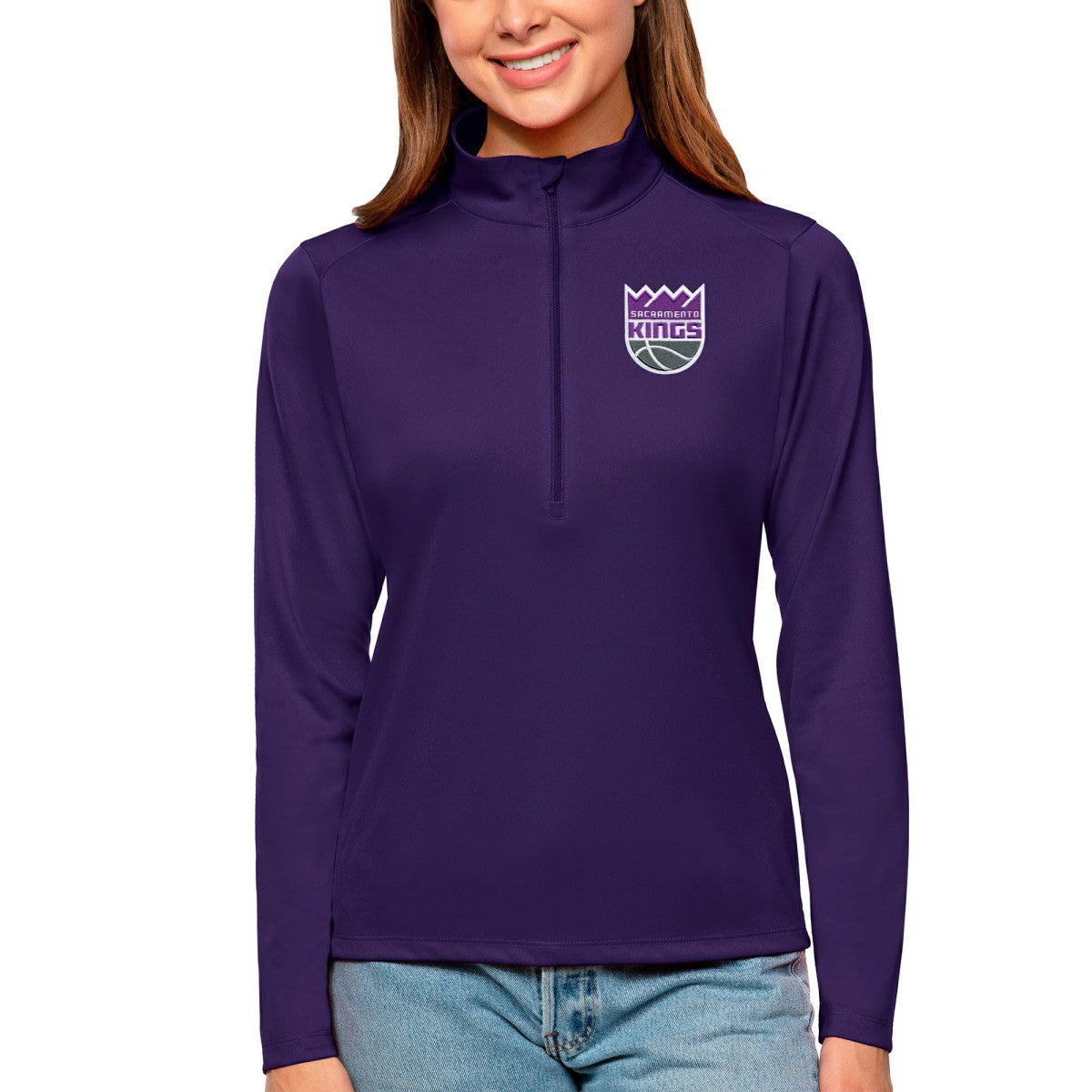 Sacramento Kings Antigua Women's Tribute Half-Zip Top Purple - NBA
