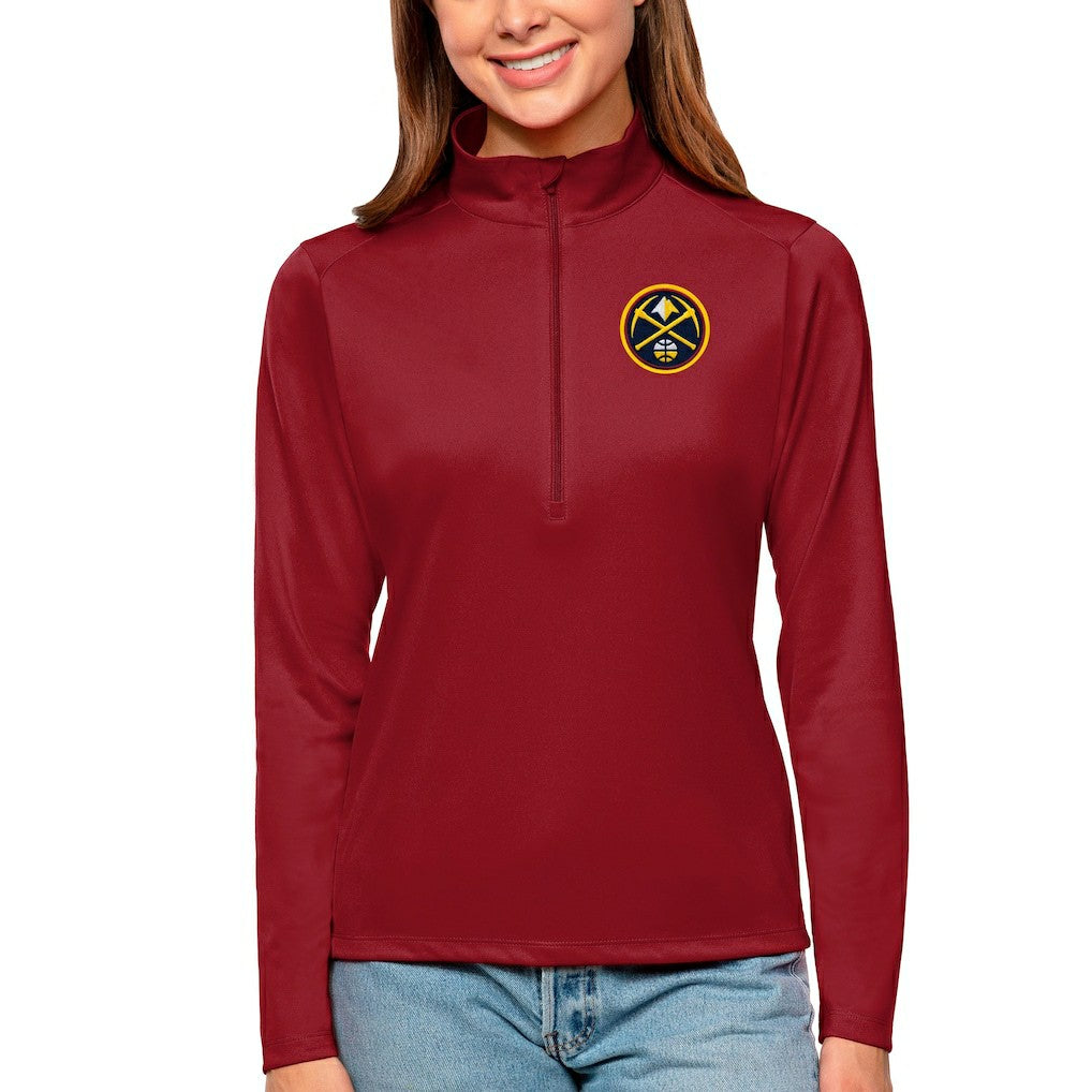 Denver Nuggets Antigua Women's Tribute Half-Zip Top Red - NBA