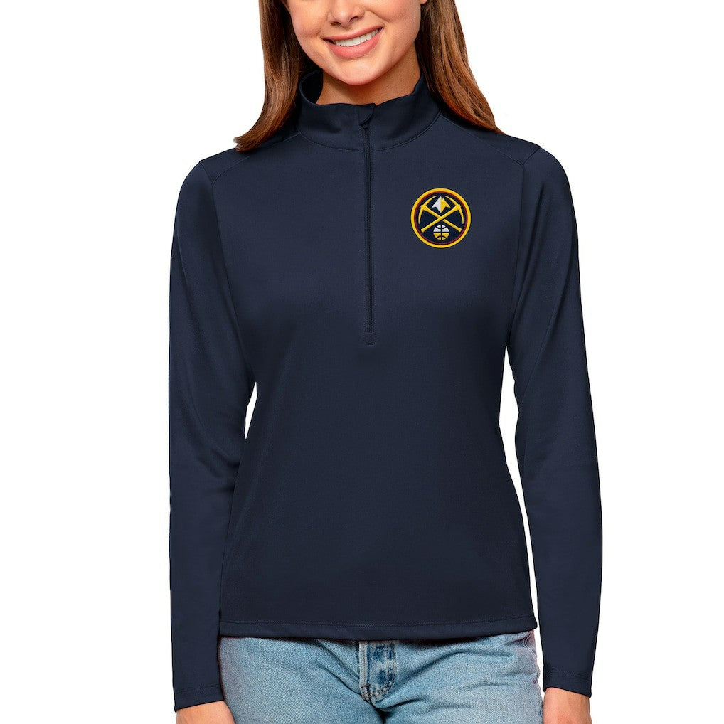 Denver Nuggets Antigua Women's Tribute Half-Zip Top Navy - NBA