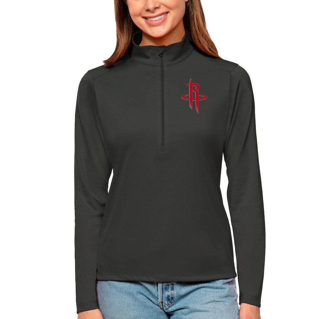 Houston Rockets Antigua Women's Tribute Half-Zip Top Charcoal - NBA