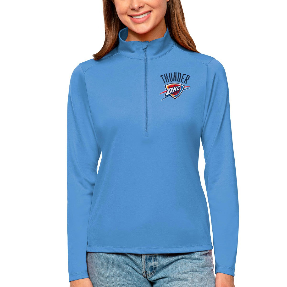 Oklahoma City Thunder Antigua Women's Tribute Half-Zip Top Blue - NBA