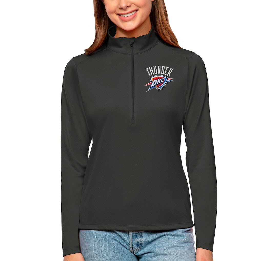 Oklahoma City Thunder Antigua Women's Tribute Half-Zip Top Charcoal - NBA