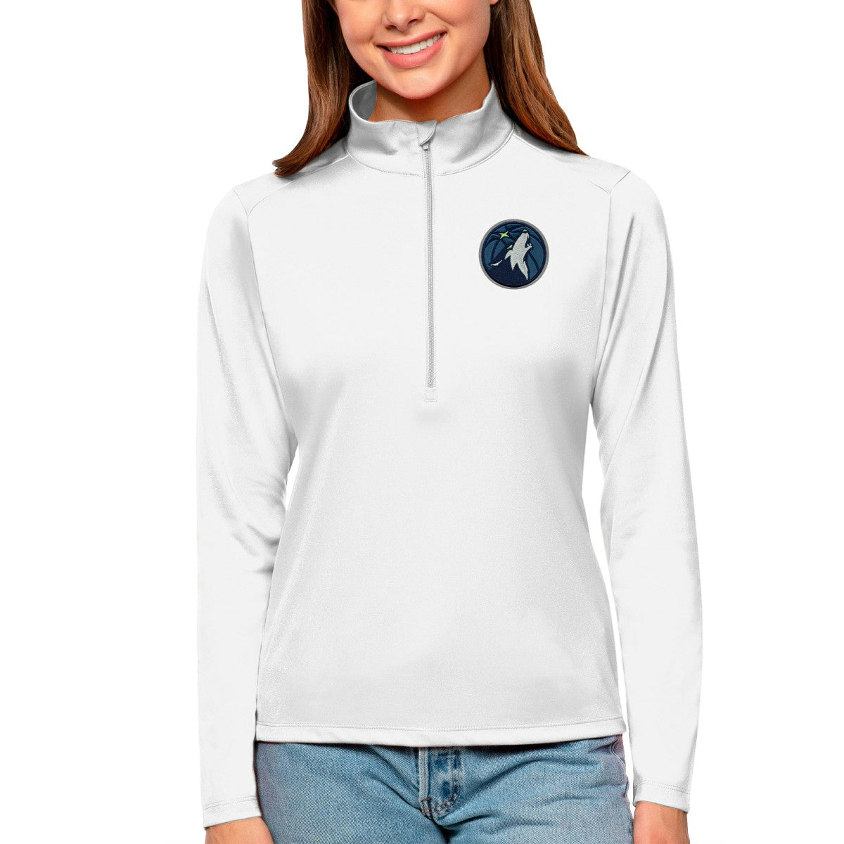 Minnesota Timberwolves Antigua Women's Tribute Half-Zip Top White - NBA
