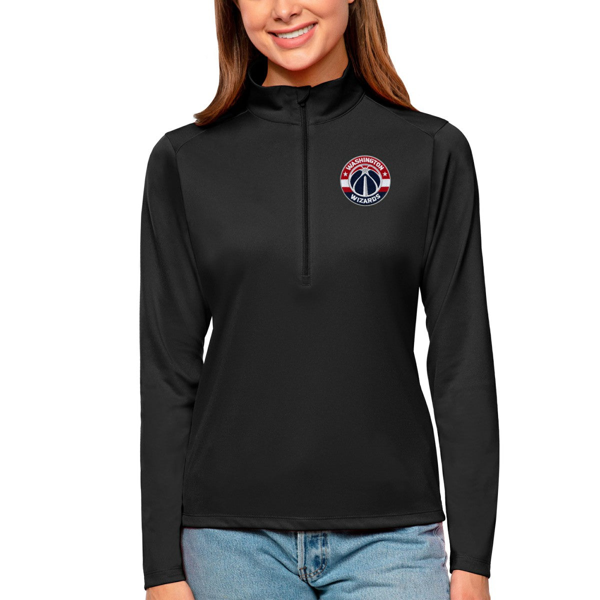 Washington Wizards Antigua Women's Tribute Half-Zip Top Black - NBA
