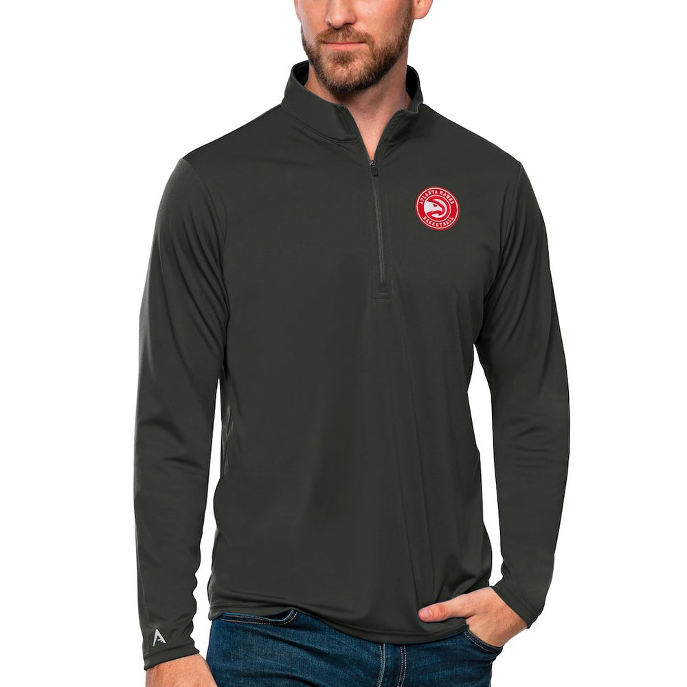 Atlanta Hawks Antigua Tribute Quarter-Zip Pullover Top Charcoal - NBA