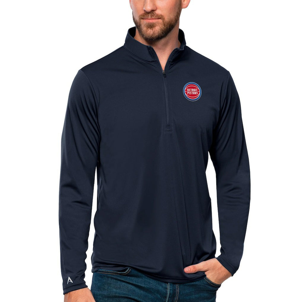 Detroit Pistons Antigua Tribute Quarter-Zip Pullover Top Navy - NBA