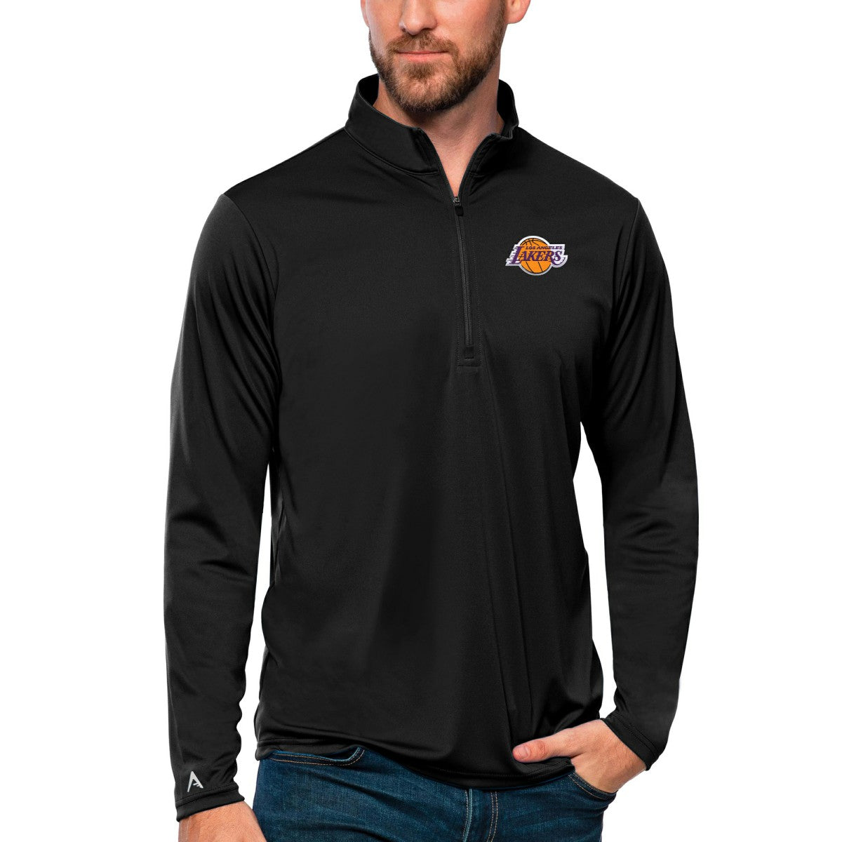 Los Angeles Lakers Antigua Tribute Quarter-Zip Pullover Top Black - NBA