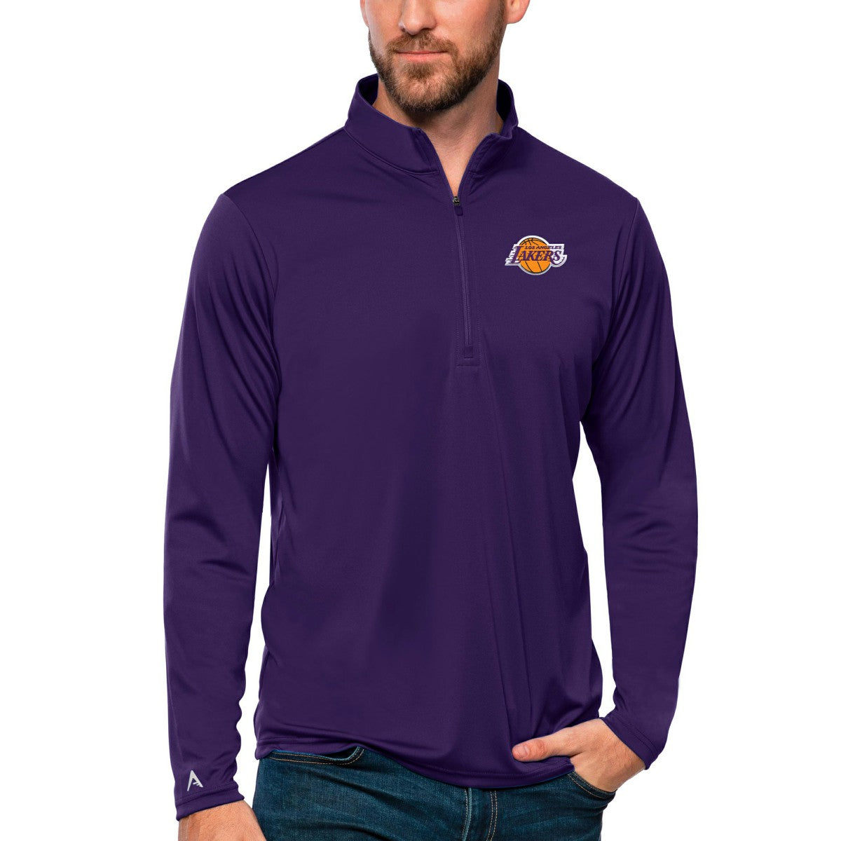 Los Angeles Lakers Antigua Tribute Quarter-Zip Pullover Top Purple - NBA