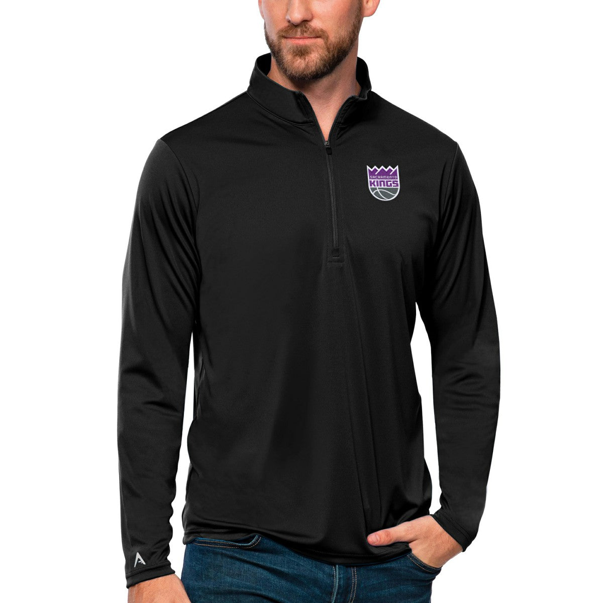 Sacramento Kings Antigua Tribute Quarter-Zip Pullover Top Black - NBA