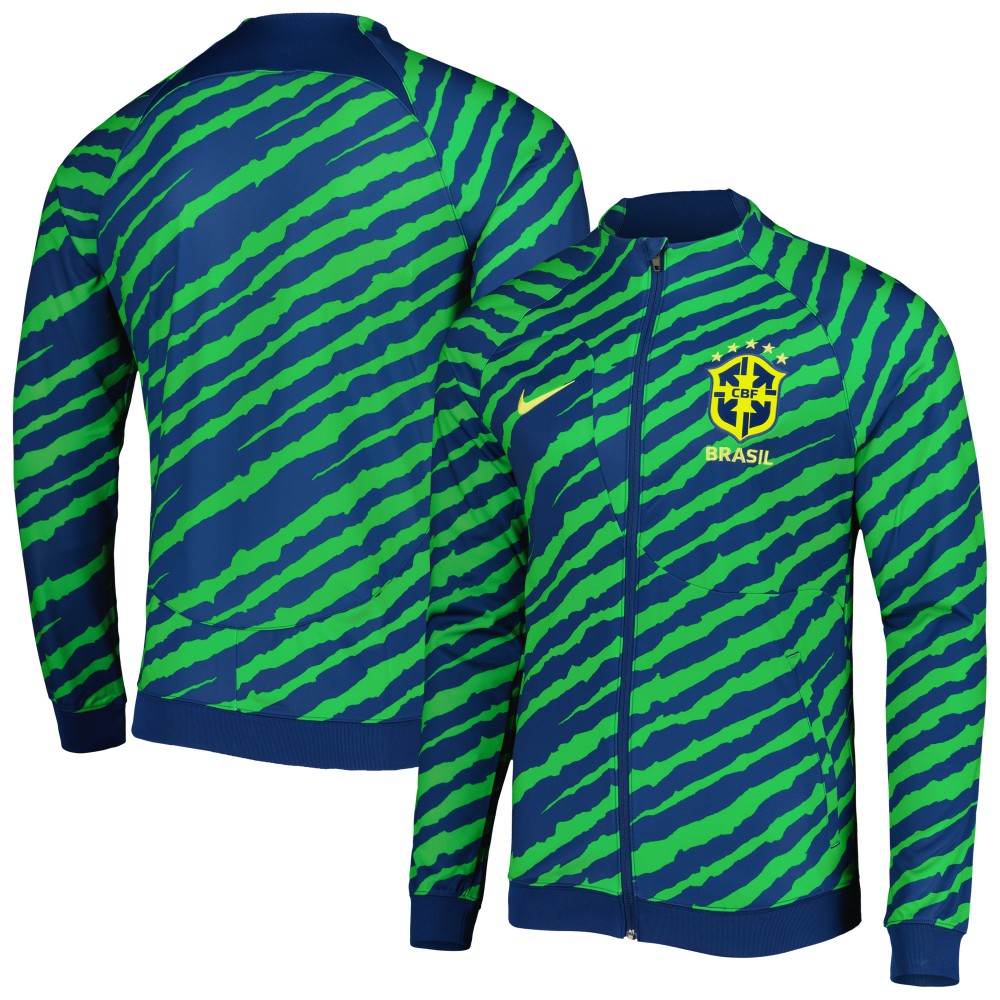 Brazil National Team 2022 Academy Pro Anthem Performance Raglan Full-Zip Jacket Blue/Green | Nike