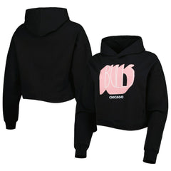 Chicago Bulls Lusso Women's Layla World Tour Cropped Pullover Hoodie Black - NBA