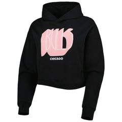 Chicago Bulls Lusso Women's Layla World Tour Cropped Pullover Hoodie Black - NBA