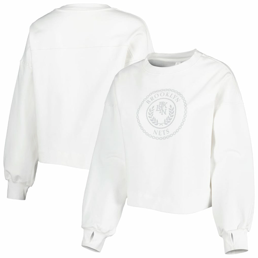 Brooklyn Nets Lusso Women's Lola Ball and Chain Pullover Sweatshirt White - NBA