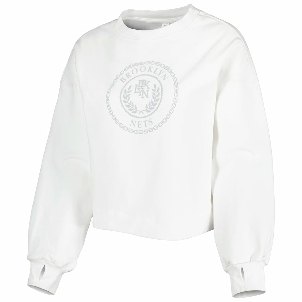 Brooklyn Nets Lusso Women's Lola Ball and Chain Pullover Sweatshirt White - NBA
