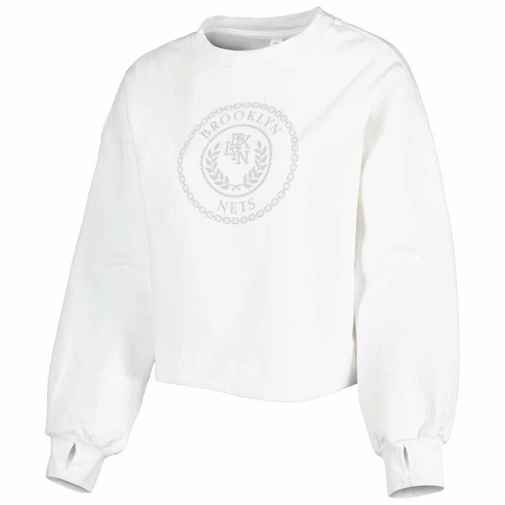 Brooklyn Nets Lusso Women's Lola Ball and Chain Pullover Sweatshirt White - NBA
