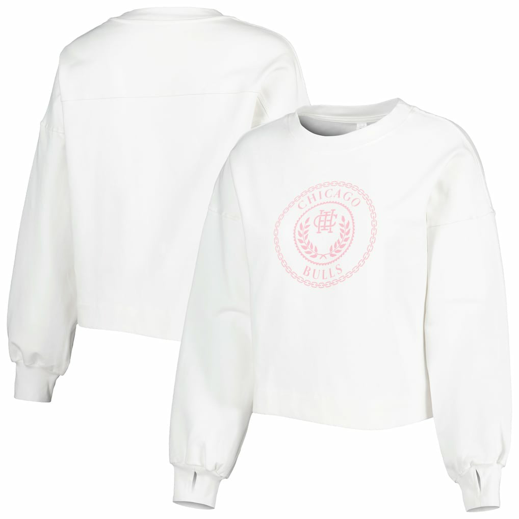 Chicago Bulls Lusso Women's Lola Ball and Chain Pullover Sweatshirt White - NBA