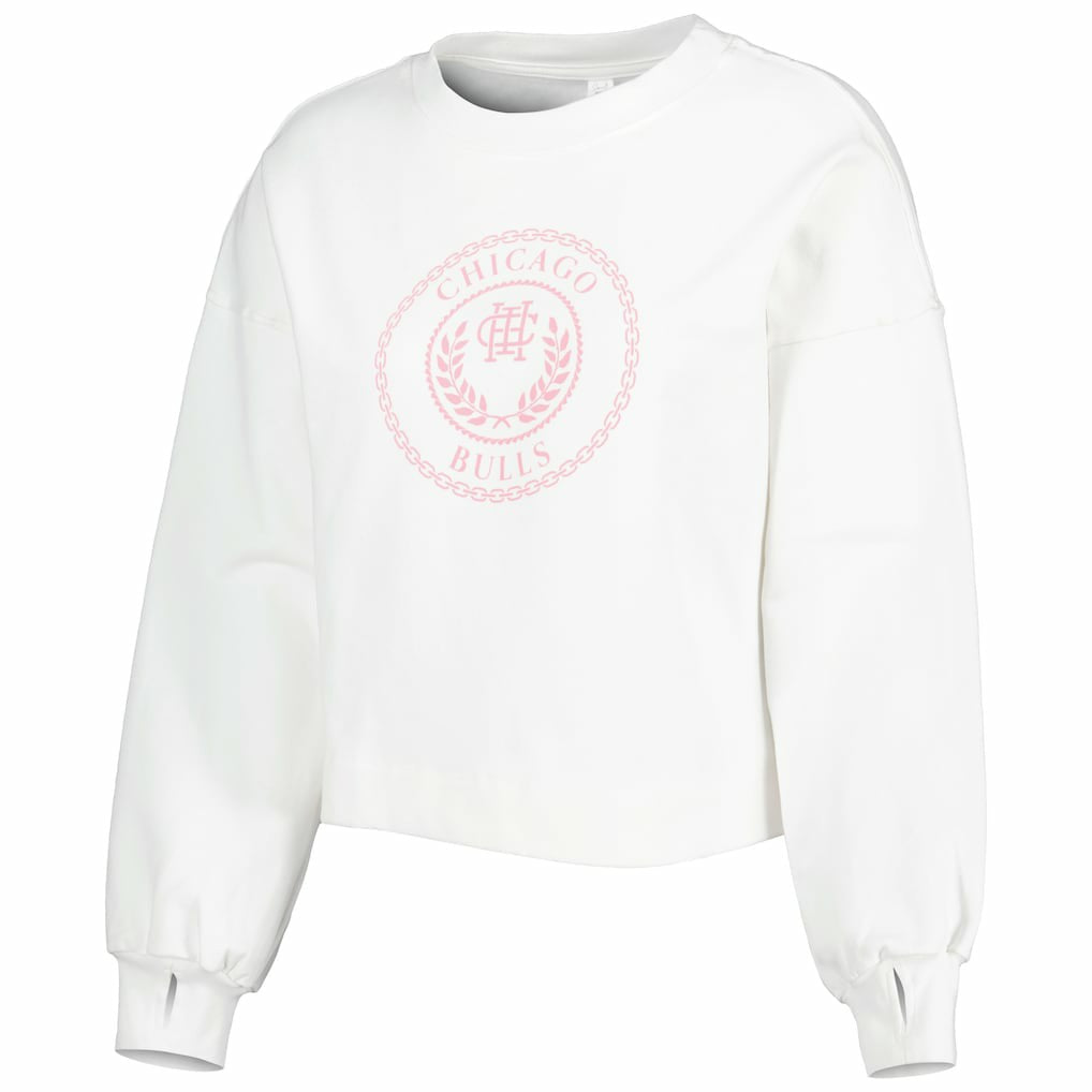 Chicago Bulls Lusso Women's Lola Ball and Chain Pullover Sweatshirt White - NBA
