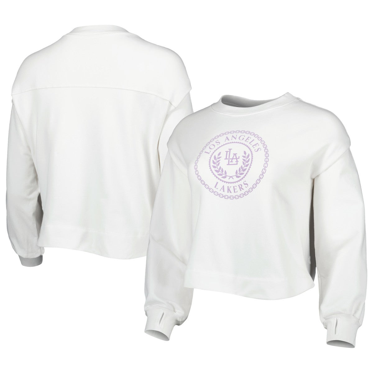 Los Angeles Lakers Lusso Women's Lola Ball and Chain Pullover Sweatshirt White - NBA