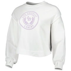 Los Angeles Lakers Lusso Women's Lola Ball and Chain Pullover Sweatshirt White - NBA