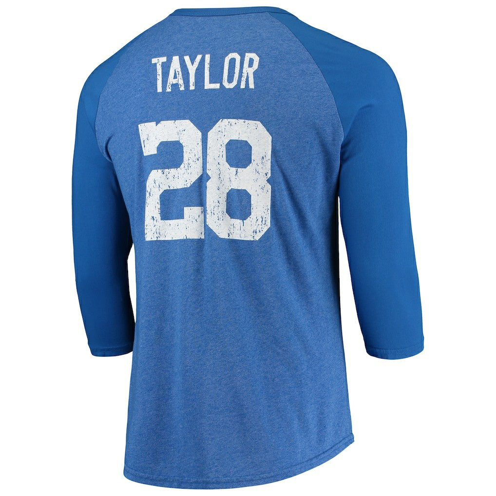 Jonathan Taylor Indianapolis Colts Majestic Threads Name & Number Team Colorway Tri-Blend 3/4 Raglan Sleeve Player T-Shirt Royal | NFL