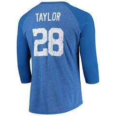 Jonathan Taylor Indianapolis Colts Majestic Threads Name & Number Team Colorway Tri-Blend 3/4 Raglan Sleeve Player T-Shirt Royal | NFL