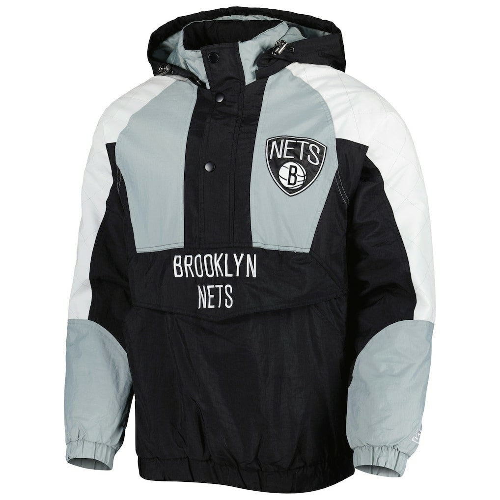 Brooklyn Nets Starter Body Check Raglan Hoodie Half-Zip Jacket Black - NBA