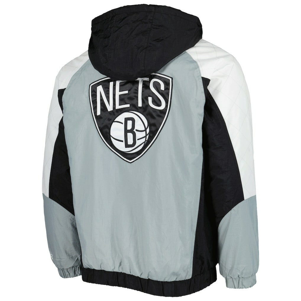 Brooklyn Nets Starter Body Check Raglan Hoodie Half-Zip Jacket Black - NBA