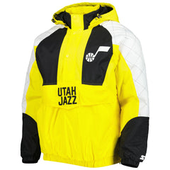 Utah Jazz Starter Body Check Raglan Hoodie Half-Zip Jacket Gold - NBA