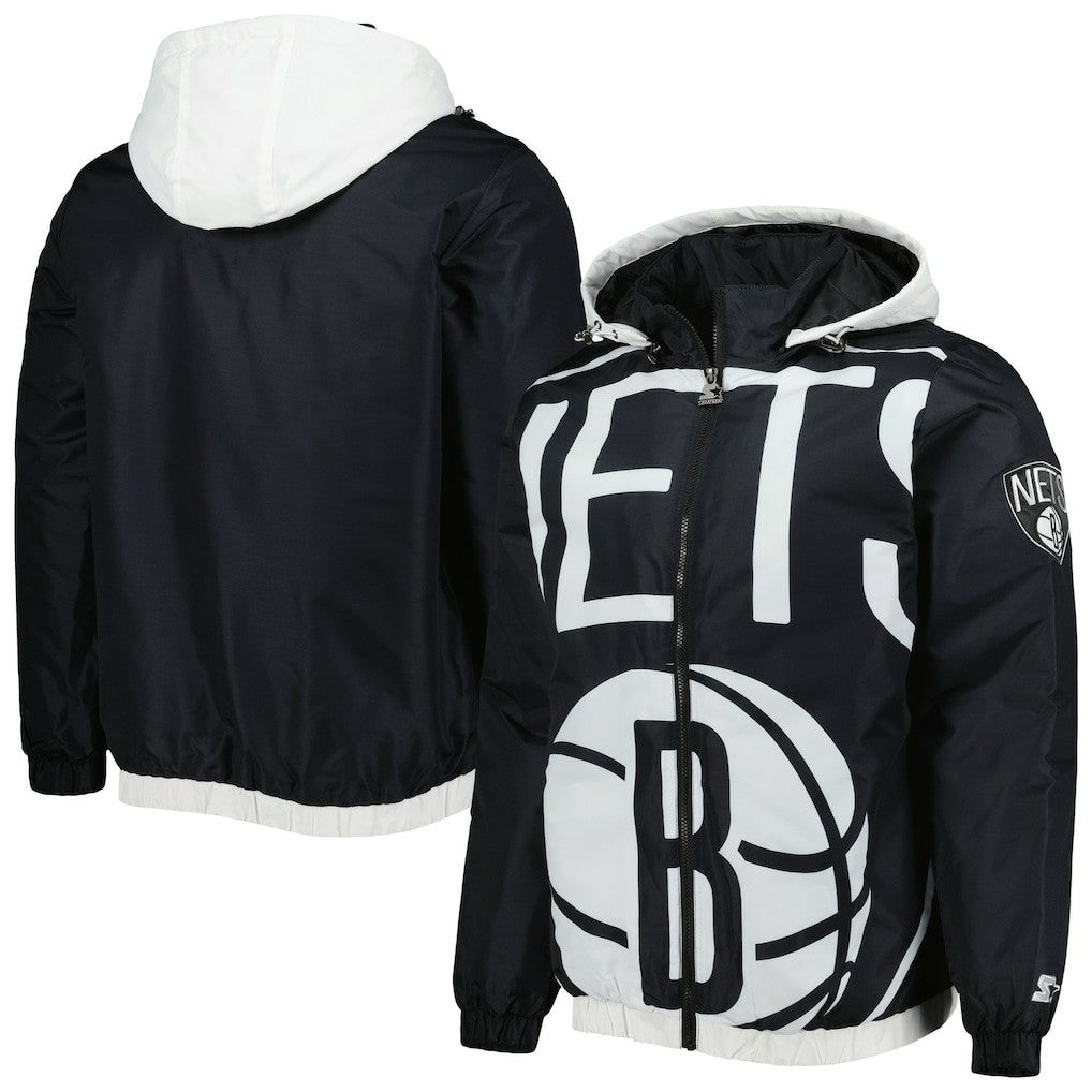 Brooklyn Nets Starter The Triple Double Full-Zip Hoodie Jacket Black - NBA