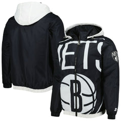 Brooklyn Nets Starter The Triple Double Full-Zip Hoodie Jacket Black - NBA