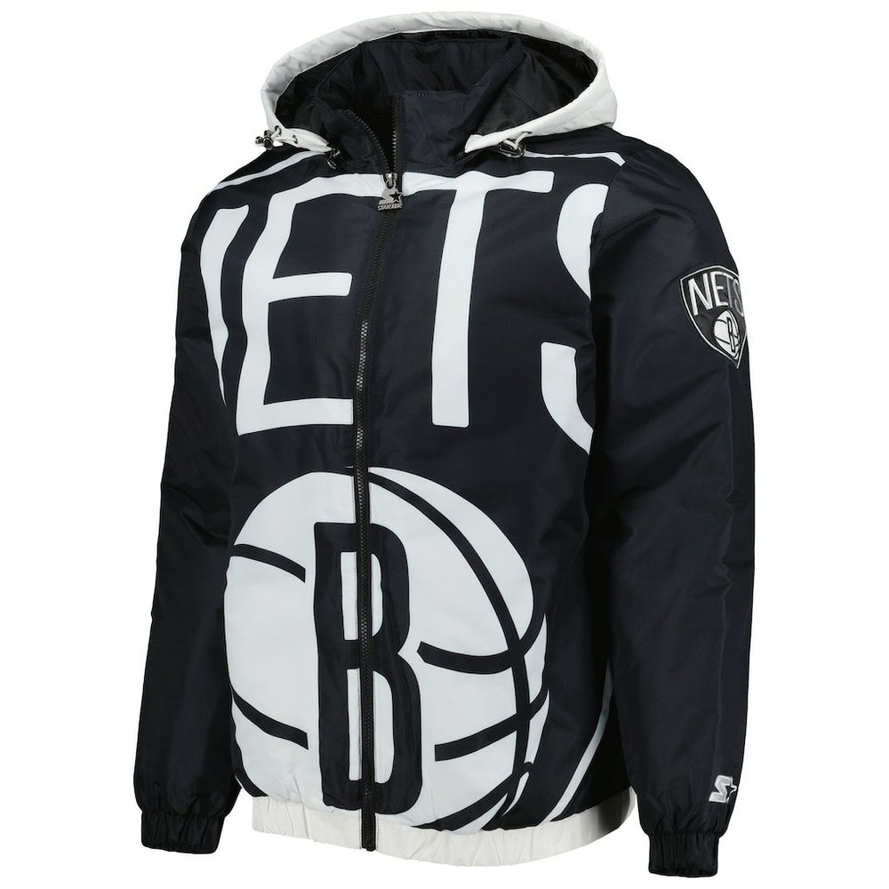 Brooklyn Nets Starter The Triple Double Full-Zip Hoodie Jacket Black - NBA