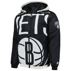 Brooklyn Nets Starter The Triple Double Full-Zip Hoodie Jacket Black - NBA