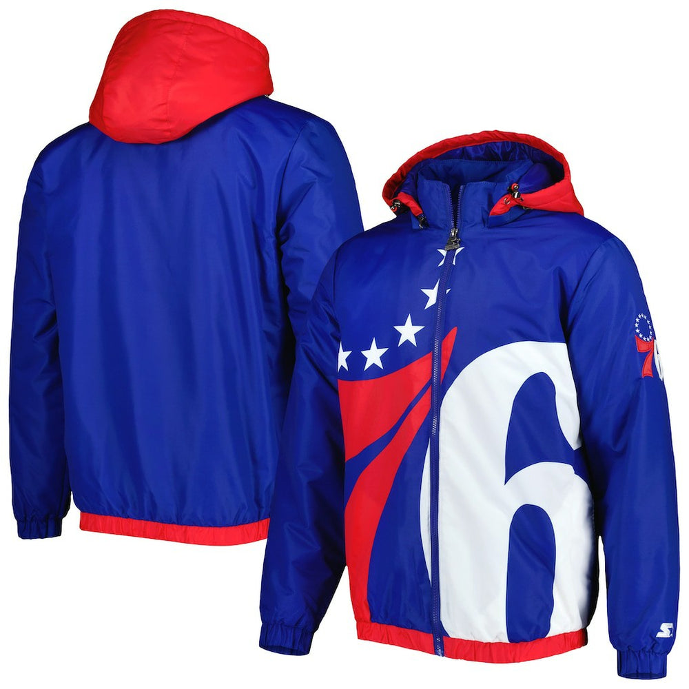 Philadelphia 76ers Starter The Triple Double Full-Zip Hoodie Jacket Royal - NBA