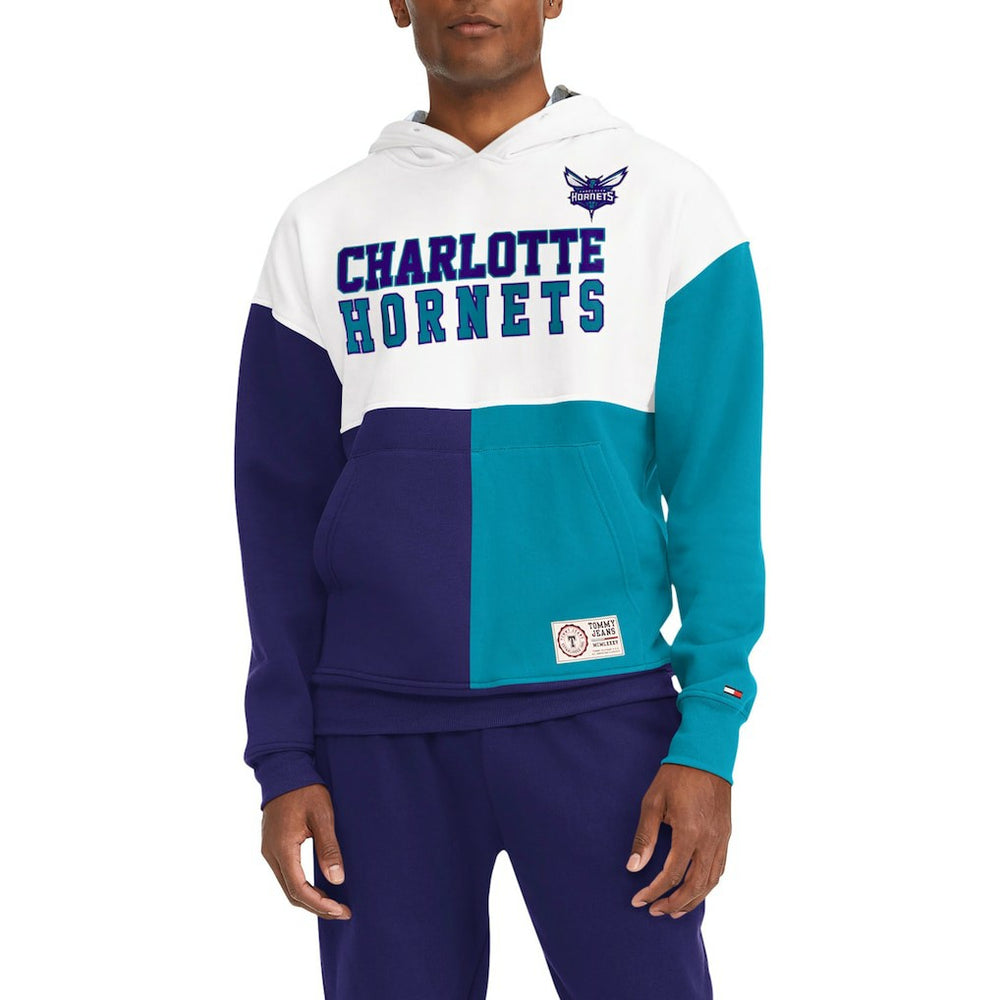 Charlotte Hornets Tommy Jeans Andrew Split Pullover Hoodie White/Purple - NBA