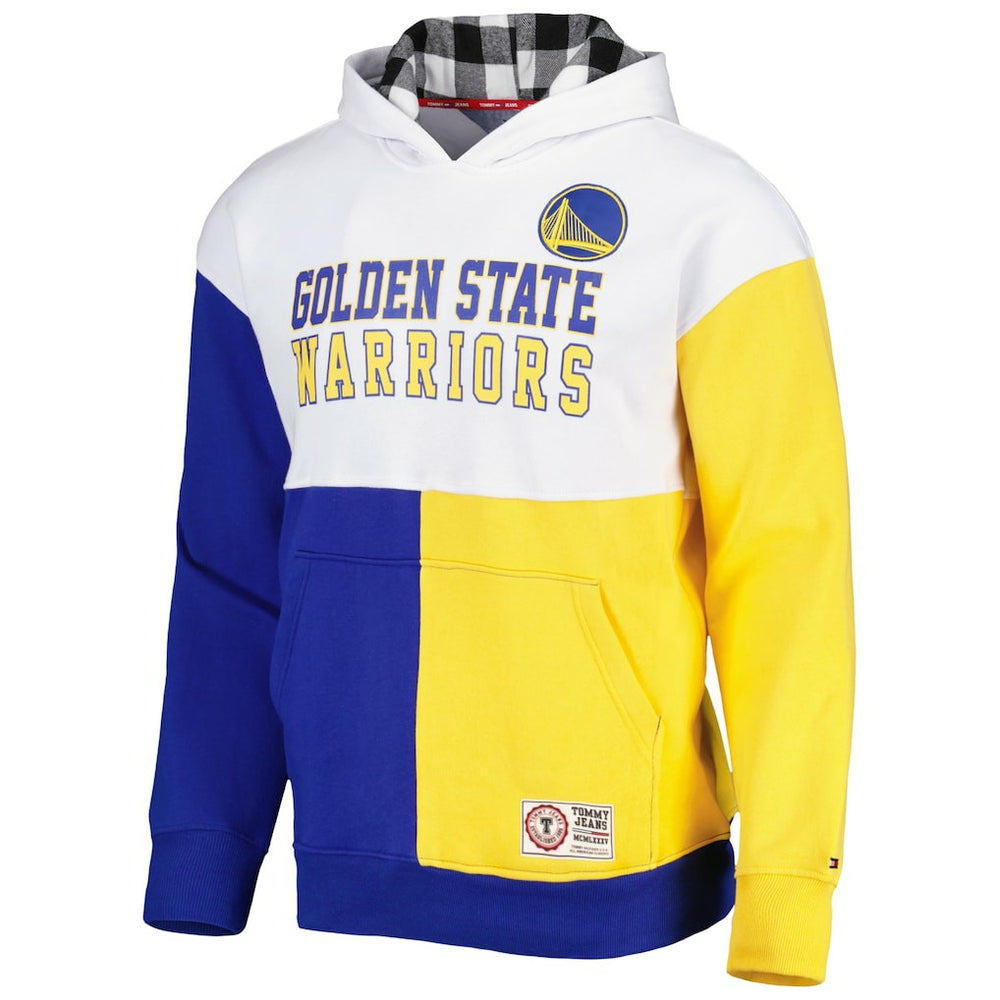 Golden State Warriors Tommy Jeans Andrew Split Pullover Hoodie White/Royal - NBA