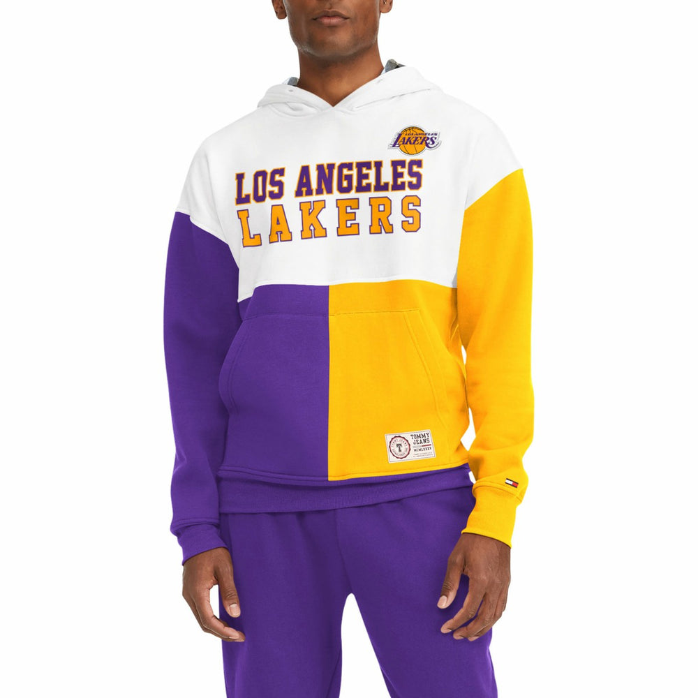 Los Angeles Lakers Tommy Jeans Andrew Split Pullover Hoodie White/Purple - NBA