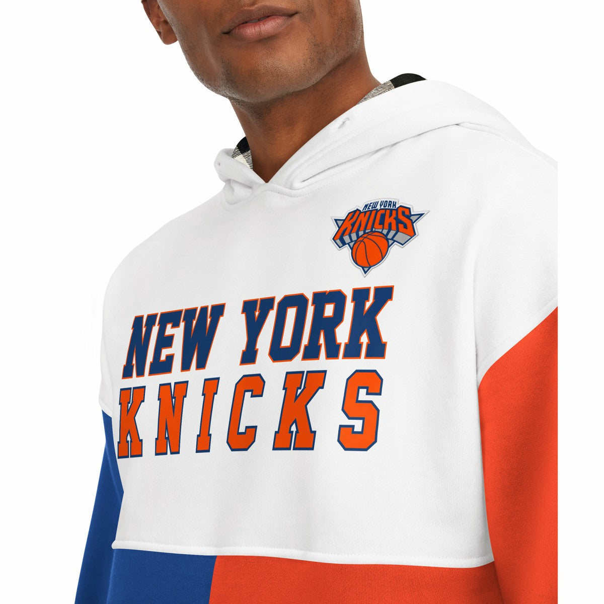 New York Knicks Tommy Jeans Andrew Split Pullover Hoodie White/Royal - NBA