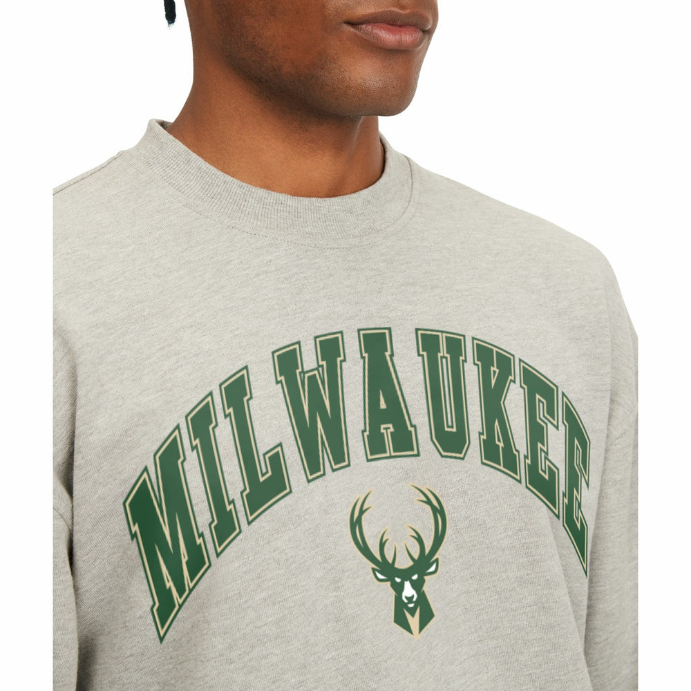 Milwaukee Bucks Tommy Jeans James Patch Pullover Sweatshirt Gray - NBA