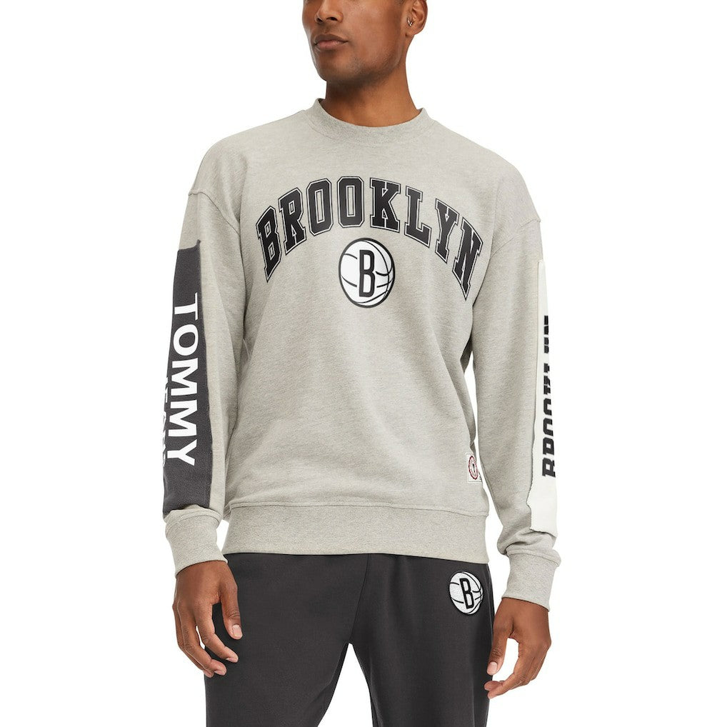 Brooklyn Nets Tommy Jeans James Patch Pullover Sweatshirt Gray - NBA