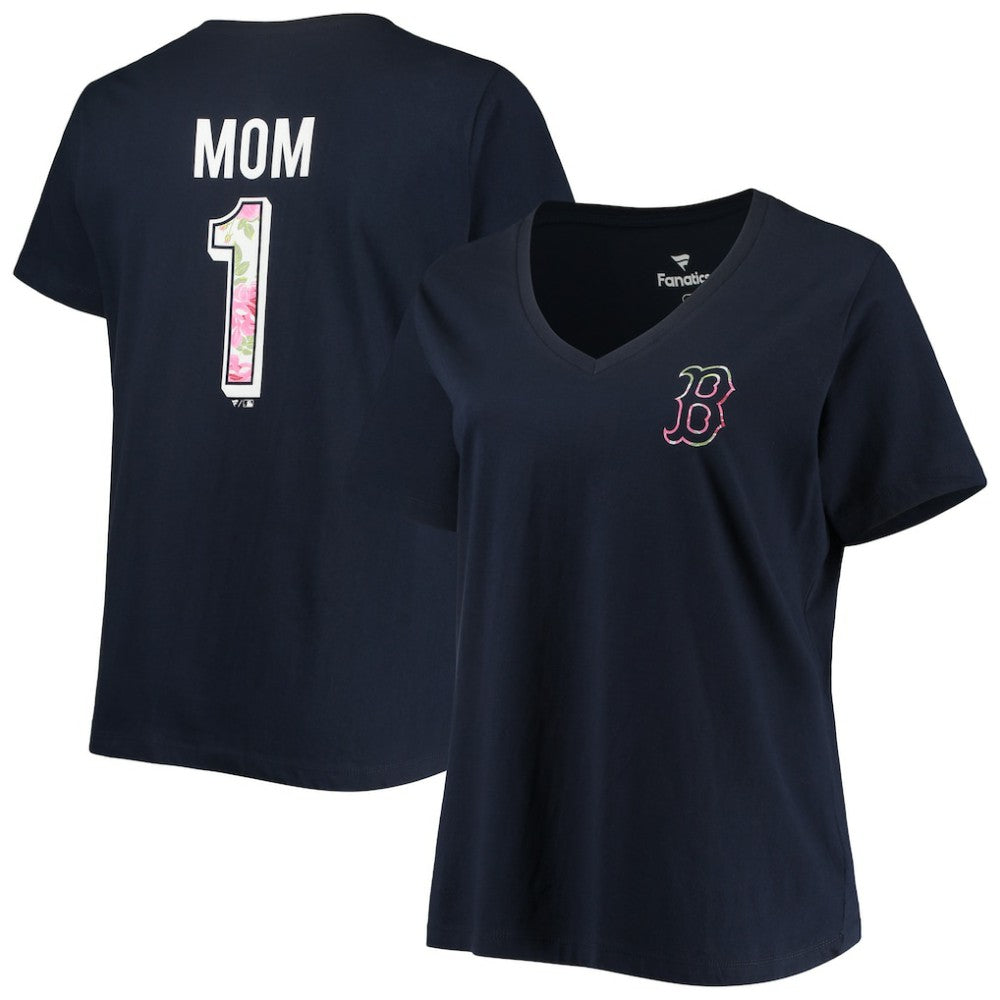 Boston Red Sox Women's Plus Size #1 Mom 2-Hit V-Neck T-Shirt - MLB