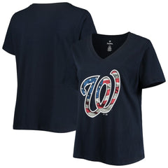 Washington Nationals Women's Plus Size Banner V-Neck T-Shirt - MLB
