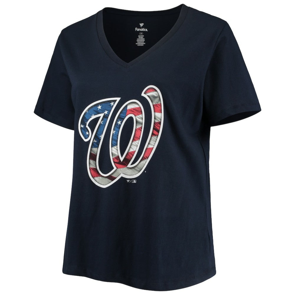 Washington Nationals Women's Plus Size Banner V-Neck T-Shirt - MLB