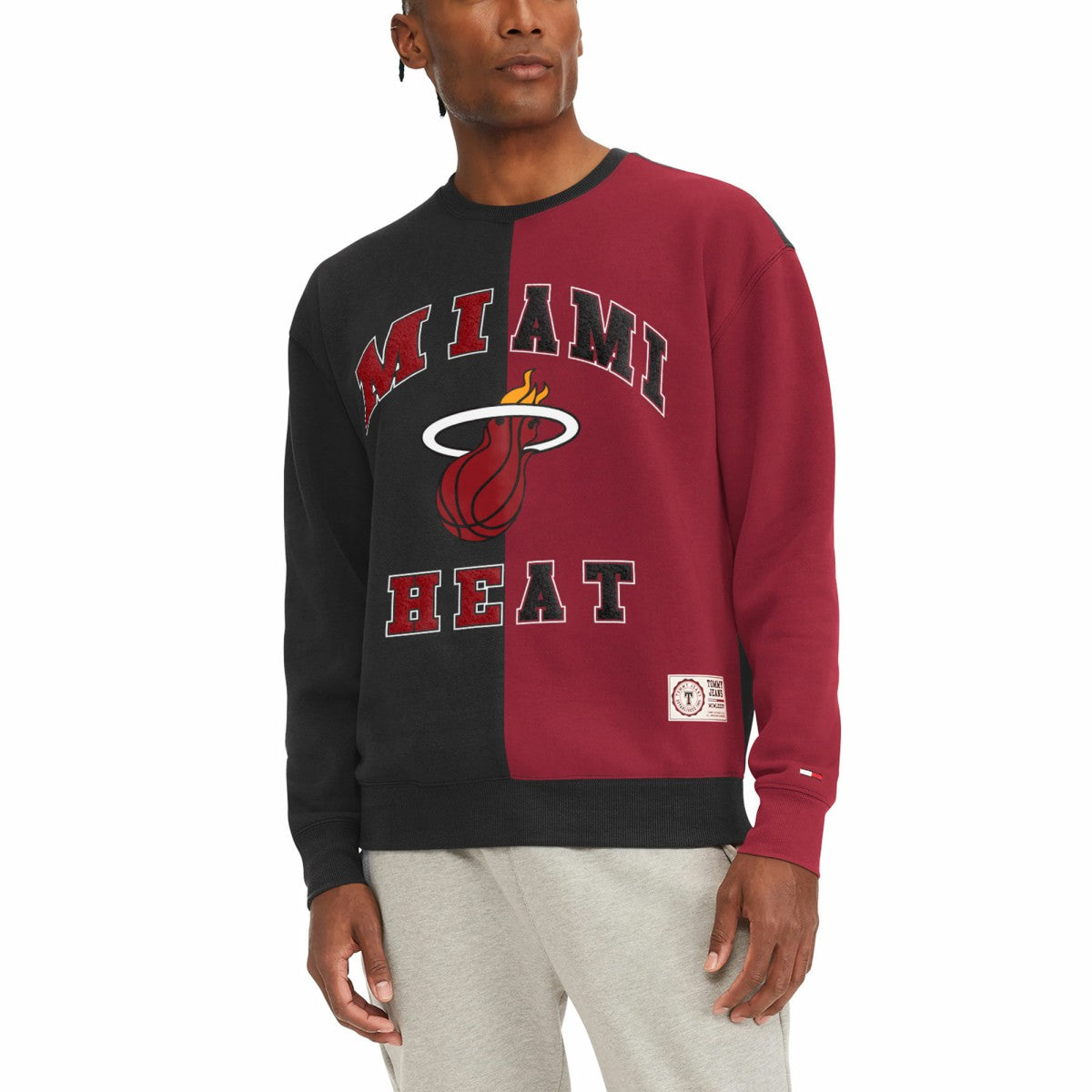 Miami Heat Tommy Jeans Keith Split Pullover Sweatshirt Black/Red - NBA