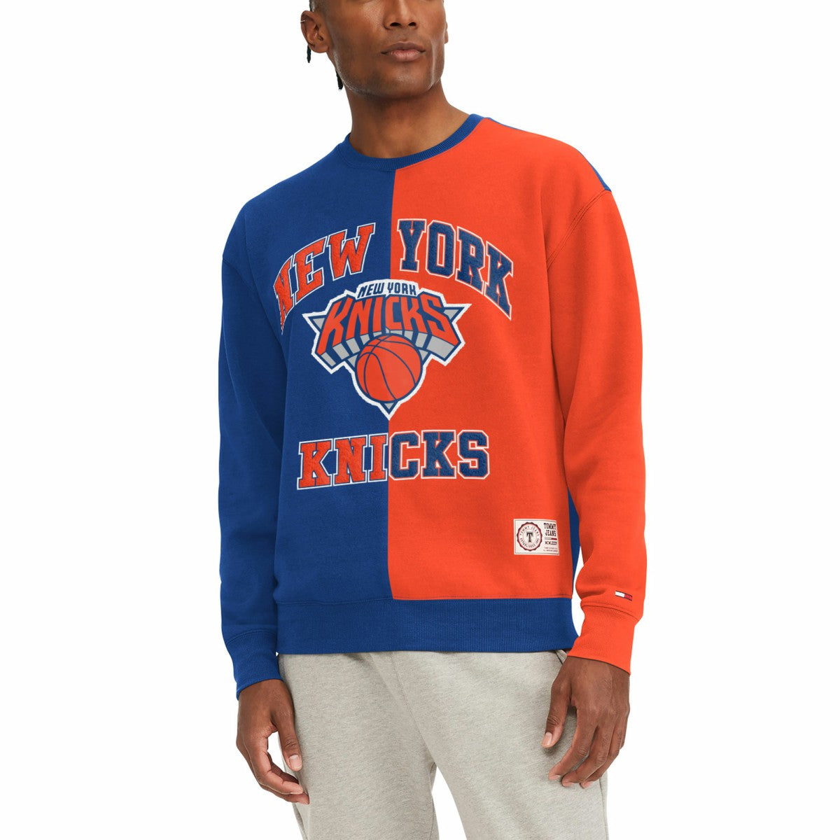 New York Knicks Tommy Jeans Keith Split Pullover Sweatshirt Royal/Orange - NBA