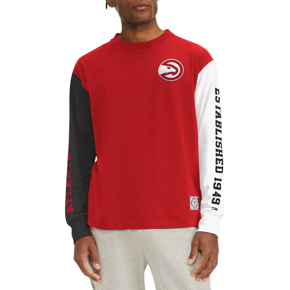 Atlanta Hawks Tommy Jeans Richie Color Block Long Sleeve T-Shirt Red - NBA