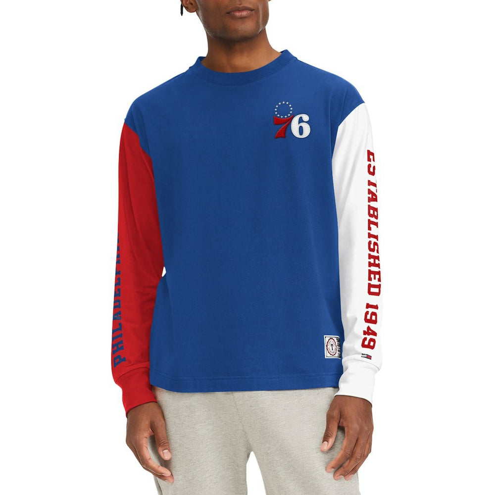 Philadelphia 76ers Tommy Jeans Richie Color Block Long Sleeve T-Shirt Royal - NBA