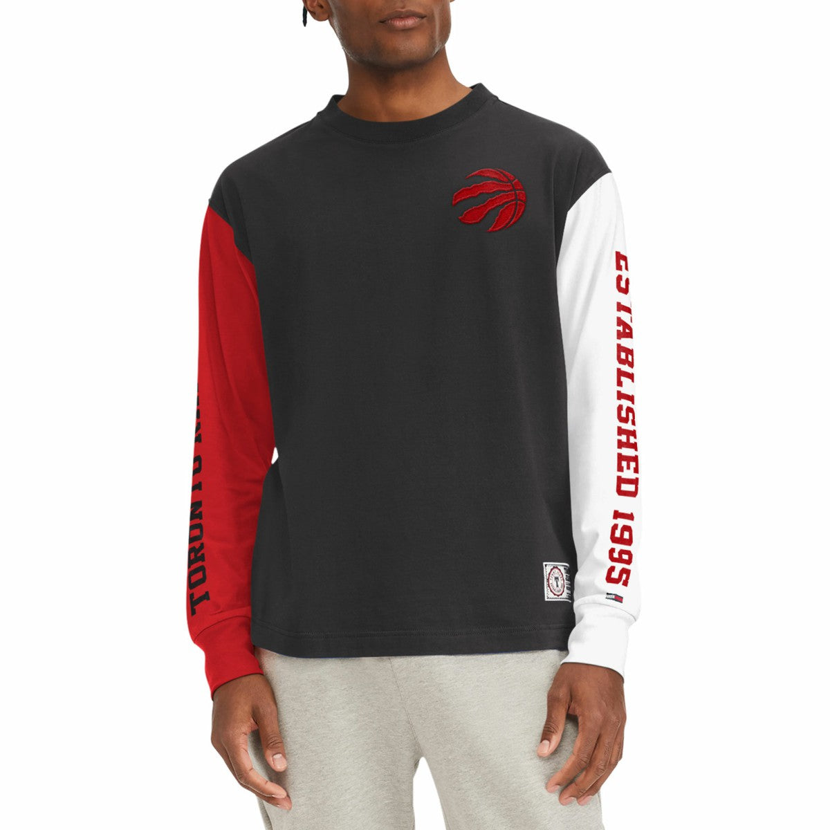 Toronto Raptors Tommy Jeans Richie Color Block Long Sleeve T-Shirt Black - NBA