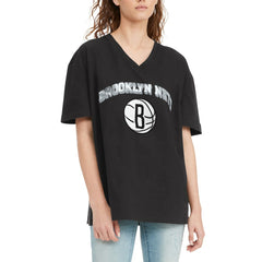 Brooklyn Nets Tommy Jeans Women's Ashley V-Neck T-Shirt Black - NBA