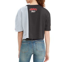 Brooklyn Nets Tommy Jeans Women's Betsy Relaxed Crop T-Shirt Black/White - NBA